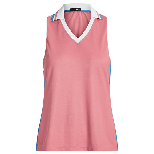 Womens Tailored Fit Sleeveless Mesh Polo Shirt Pink/Blue - SS23