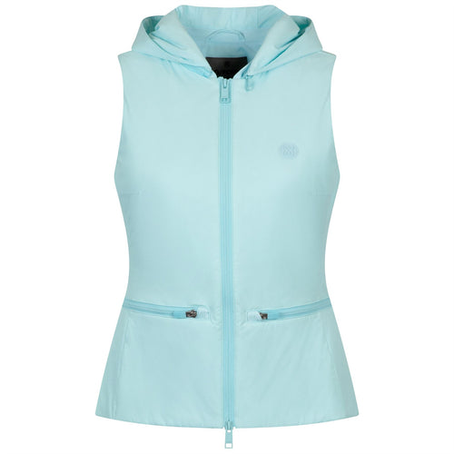 Womens Super Down Hooded SL Stretch Vest Powder - W24