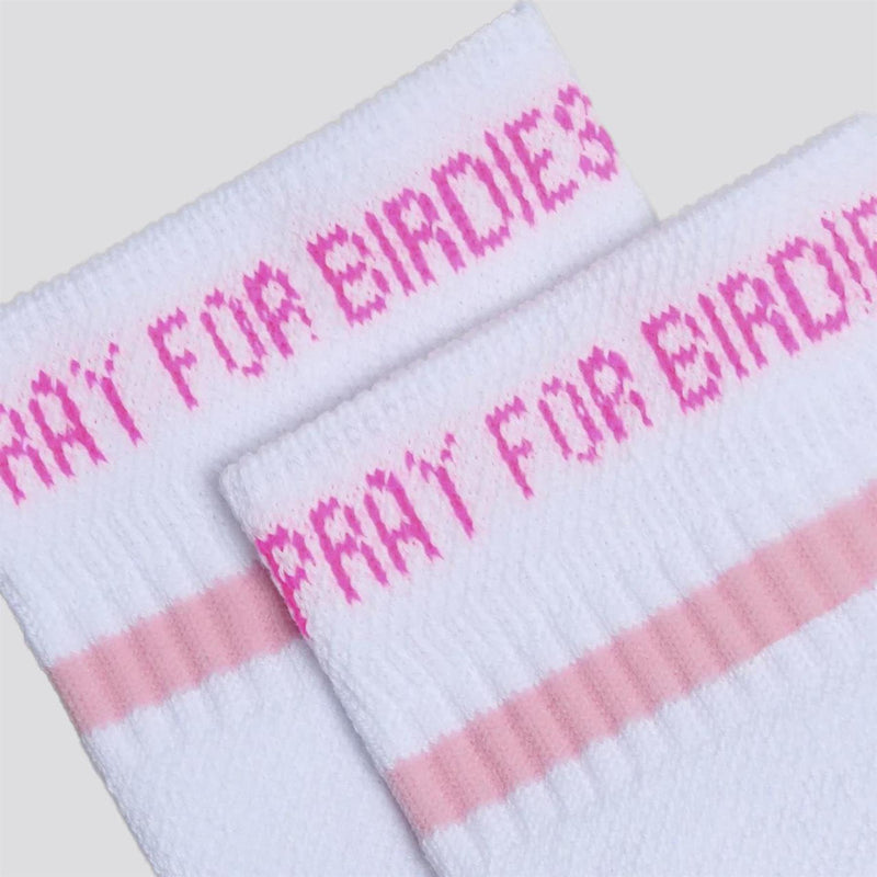 Pray For Birdies Quarter Socks Snow/Knockout Pink