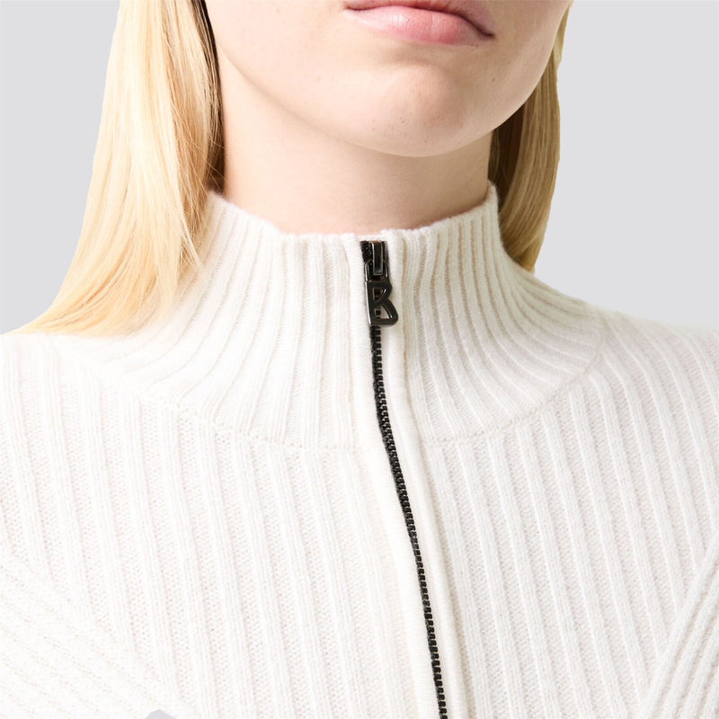 Womens Shannon Cashmere Quarter Zip Sweater White