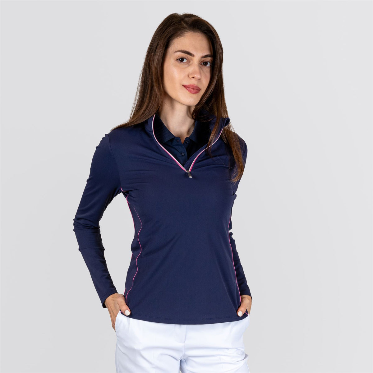 Womens Shift Half Zip Mid Layer Atlanta Blue/Peony