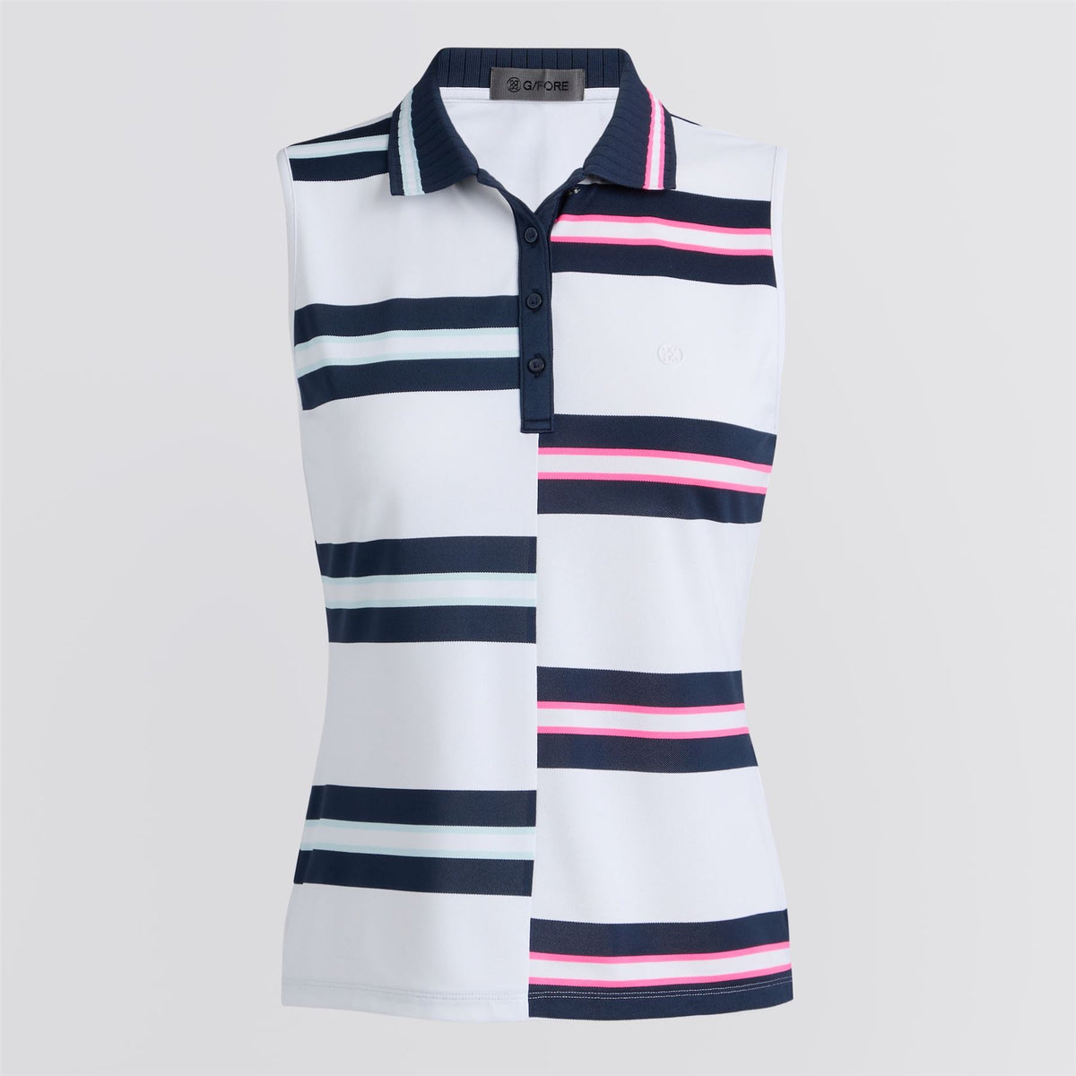 Womens Tech Pique Engineered Stripe SL Polo Snow