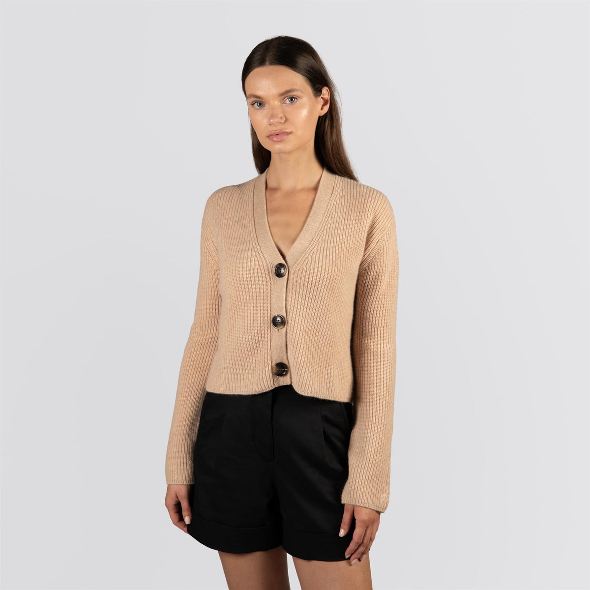 Womens Emily Cashmere Cardigan Sand Heather