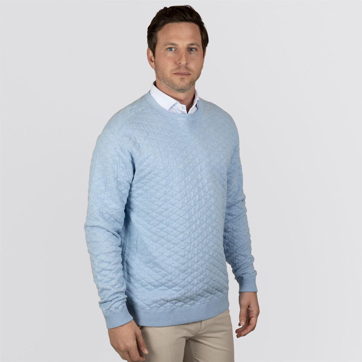 The Ward Jacquard Sweater Heathered Vista Blue
