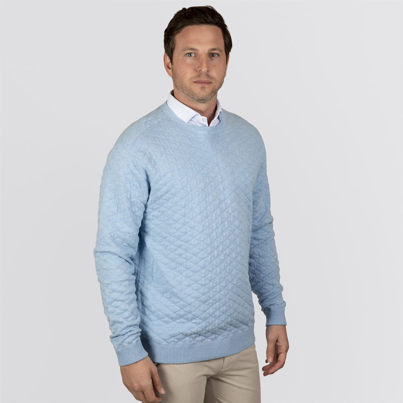 The Ward Jacquard Sweater Heathered Vista Blue