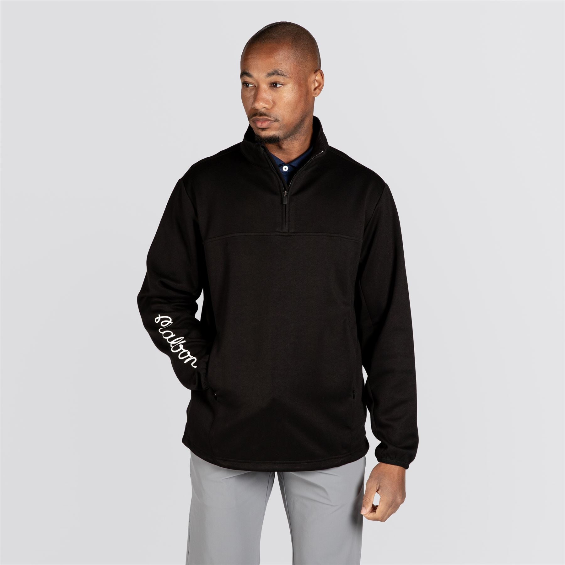 Malbon Evergreen Poly Quarter Zip Black | TRENDYGOLF USA