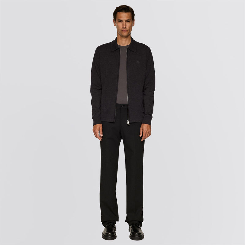 Kaleb Merino Zip Cardigan Dark Gray Melange