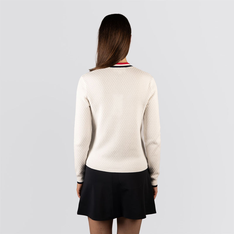 Womens T Cardigan White/Red/Blue