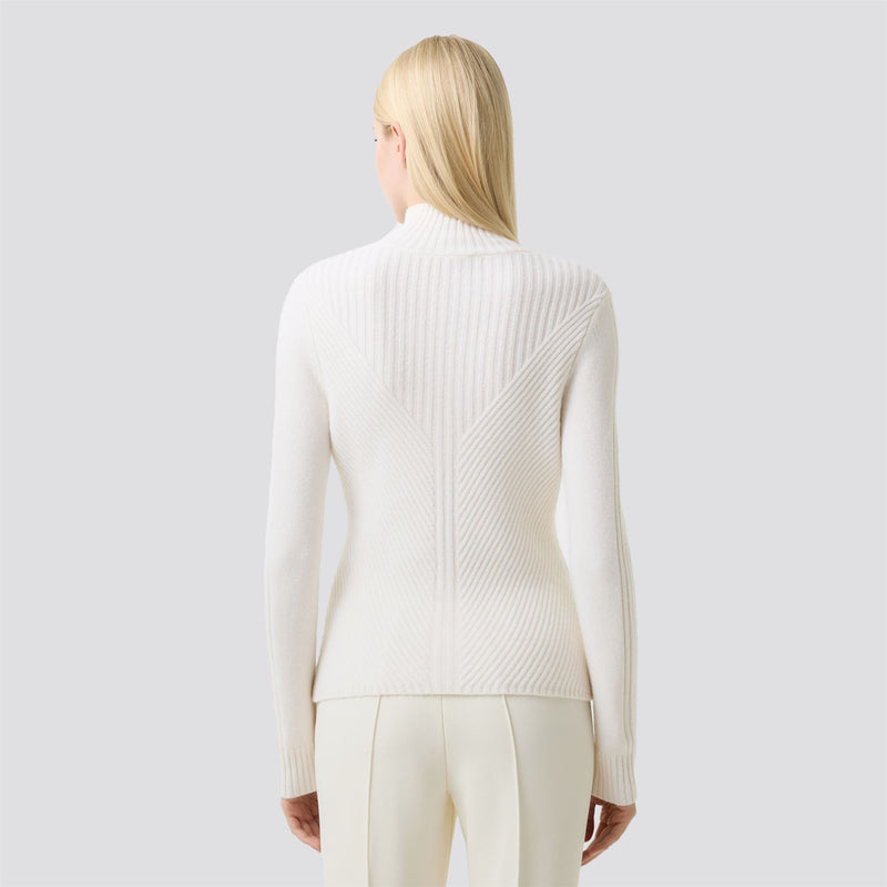 Womens Shannon Cashmere Quarter Zip Sweater White