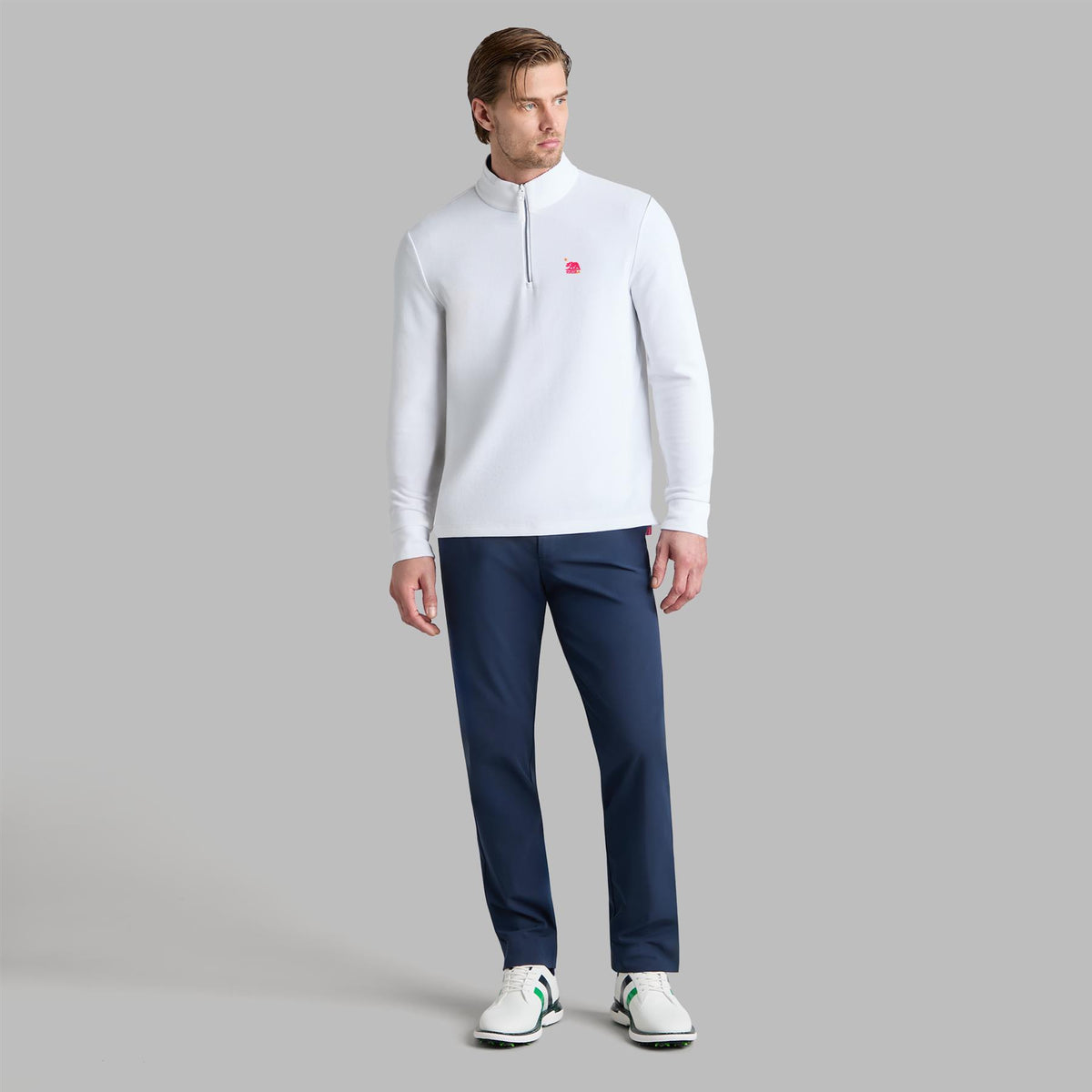 Waffle Knit Quarter Zip Snow