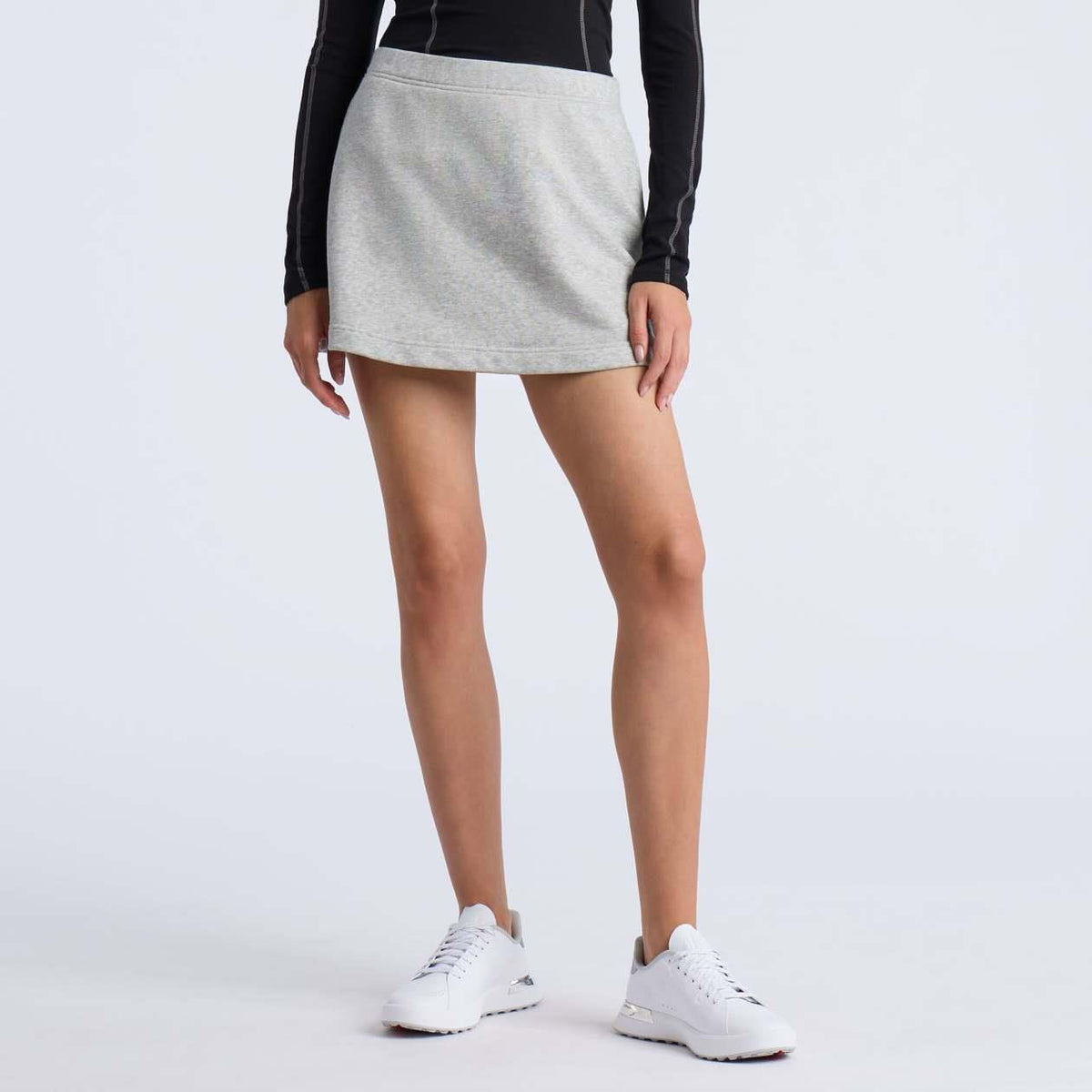 Womens French Terry A-Line Skort Grey Melange