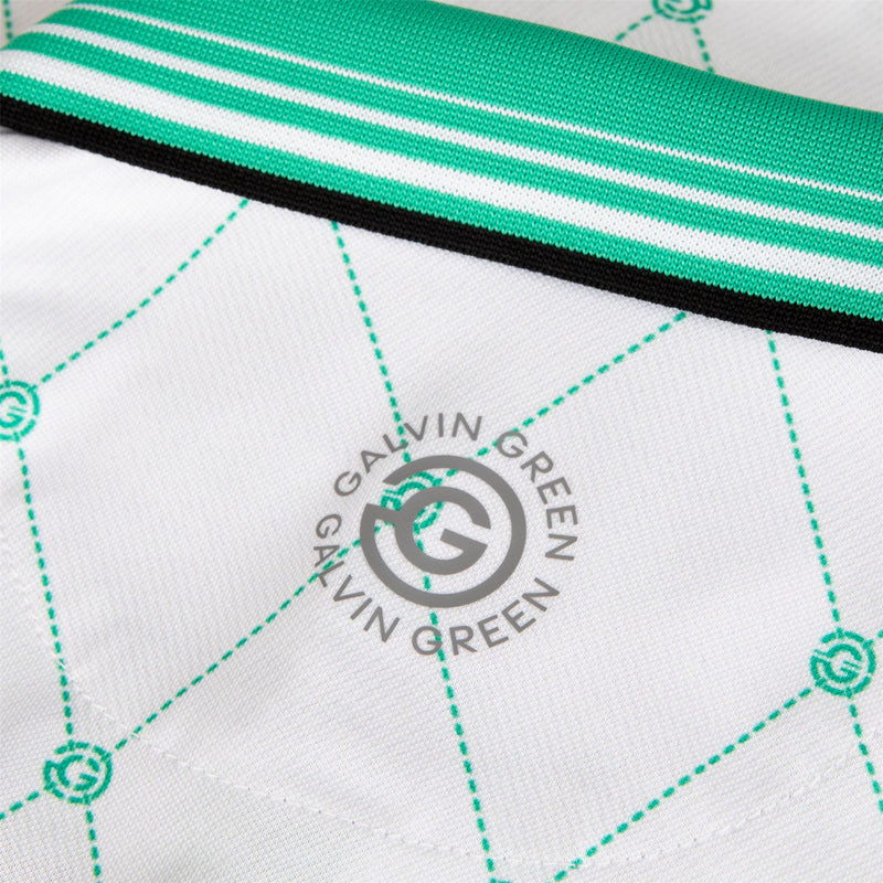 Miguel Modern Argyle Print Polo White/Golf Green