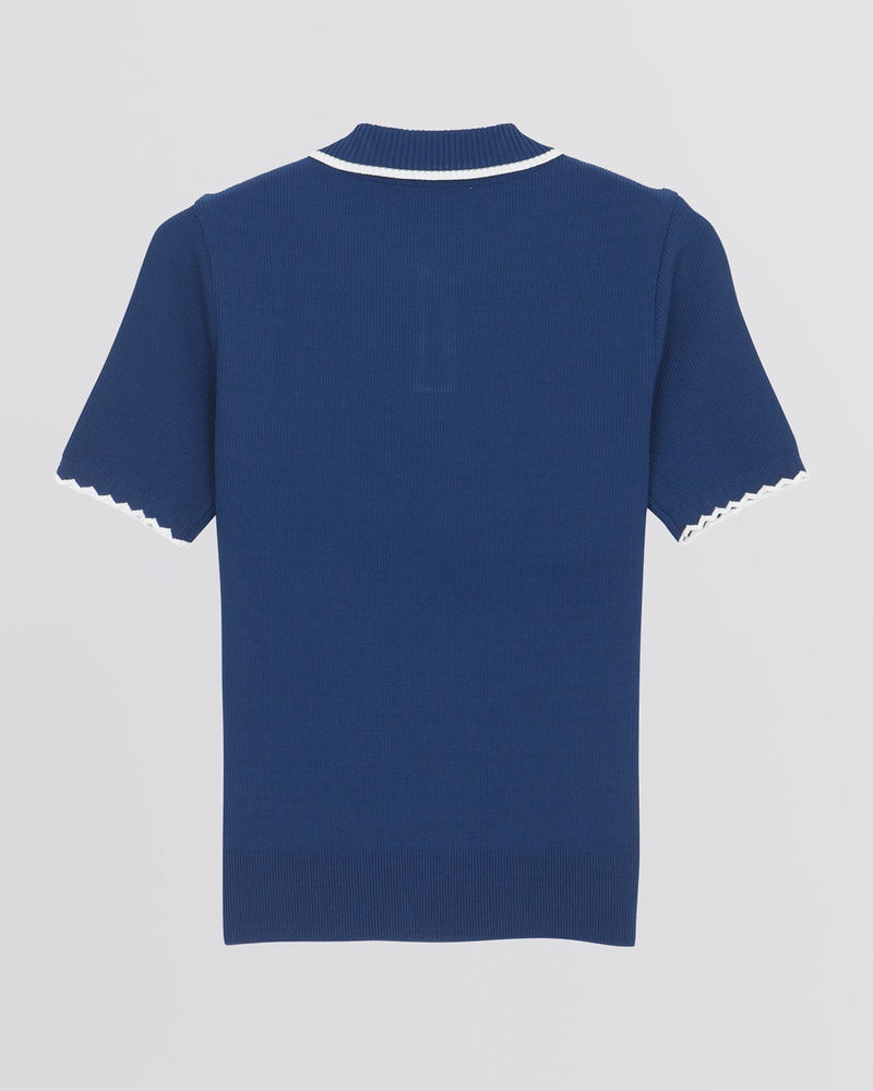 Elodie Short Sleeve Sweater Polo Blue