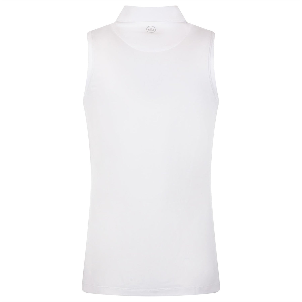 Womens Banded Sport Mesh Sleeveless Button Polo White