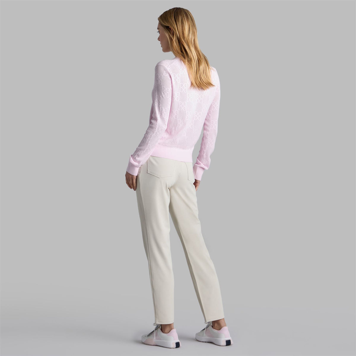 Womens Pointelle G Crewneck Sweater Blush