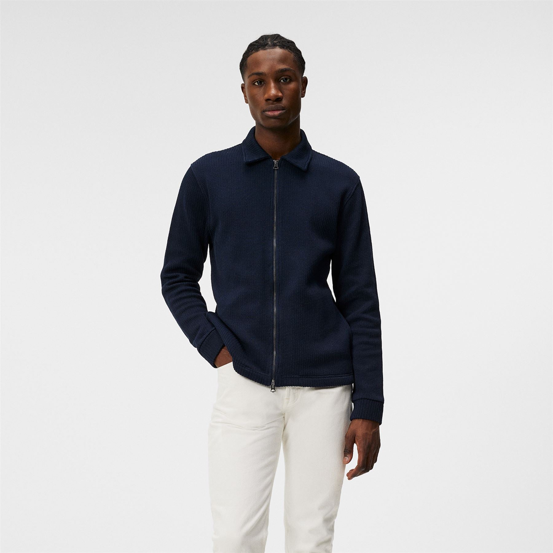 J.Lindeberg Lansa Jersey Zip Jacket JL Navy | Jackets