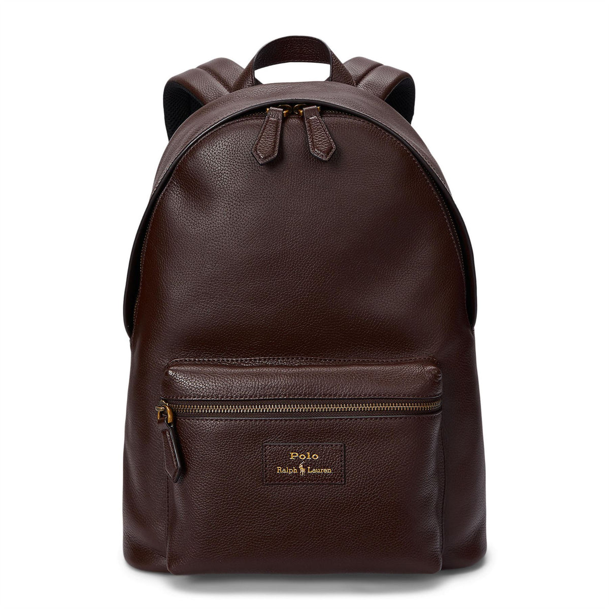 Polo Golf Pebble Leather Dome Large Backpack Dark Brown
