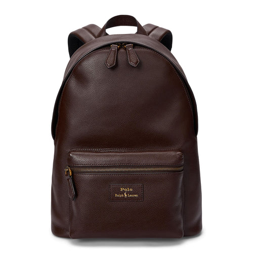 Polo Golf Pebble Leather Dome Large Backpack Dark Brown - SS25