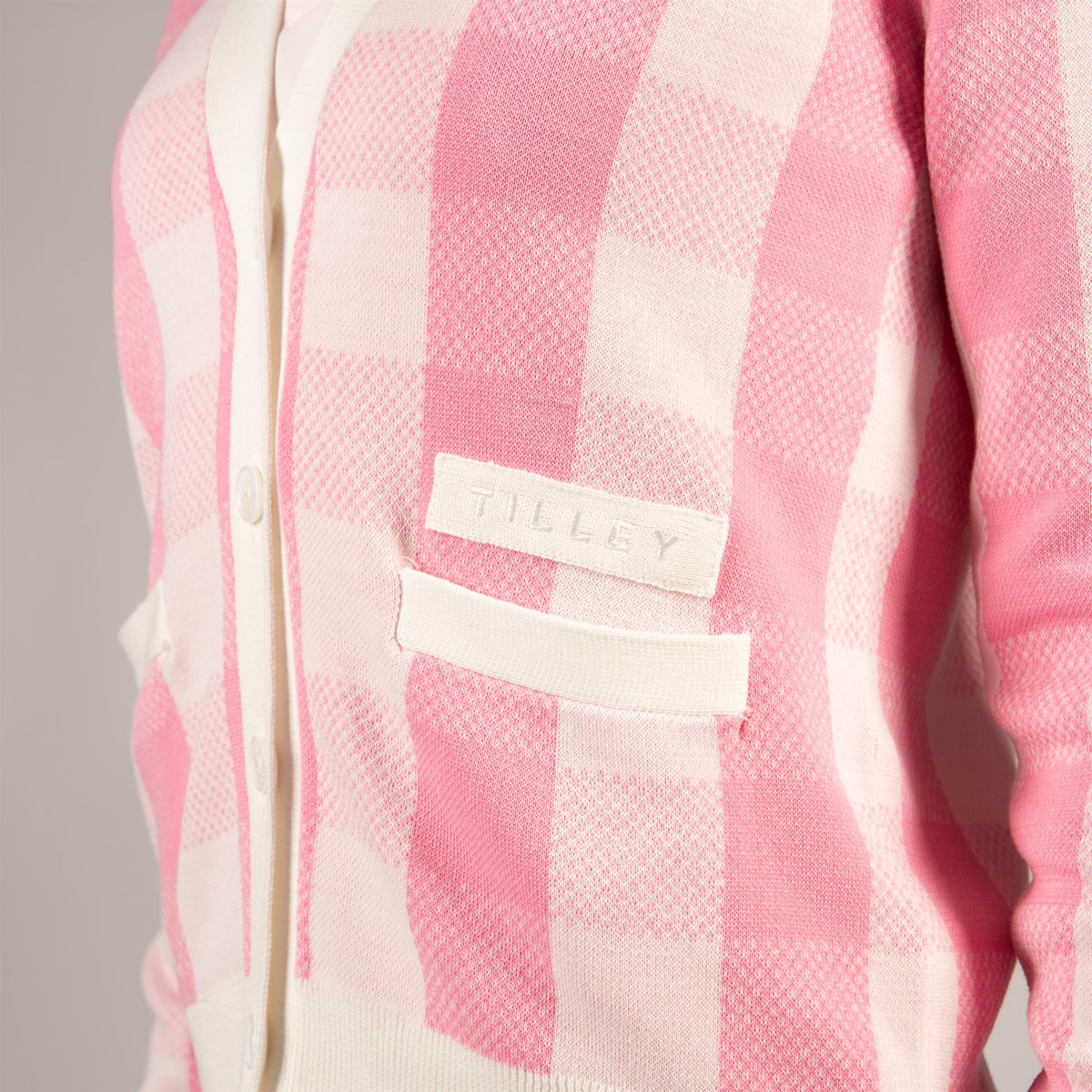 Womens Gingham Cardigan Pink