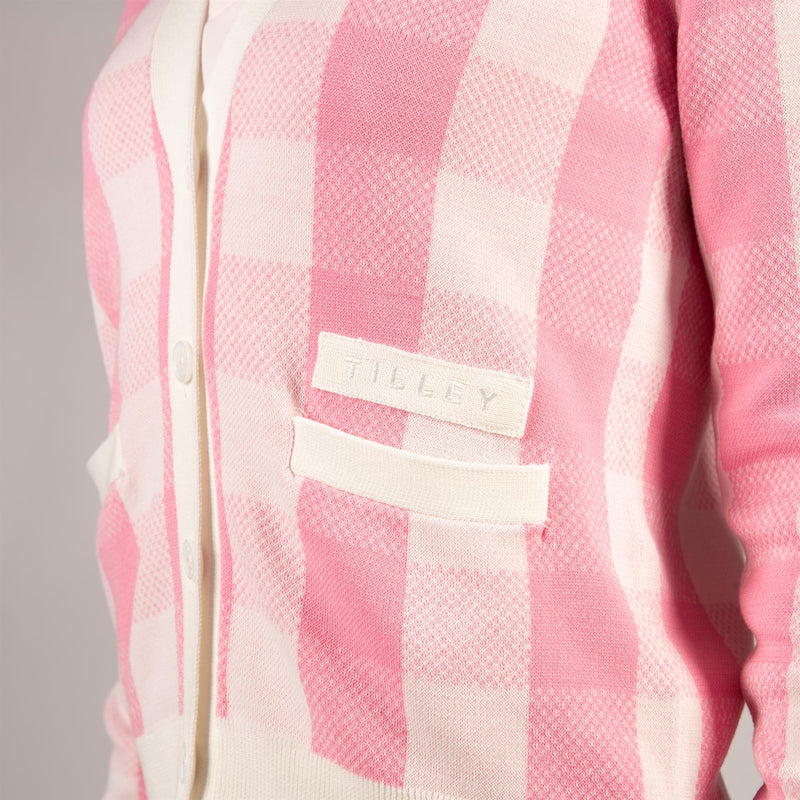 Womens Gingham Cardigan Pink