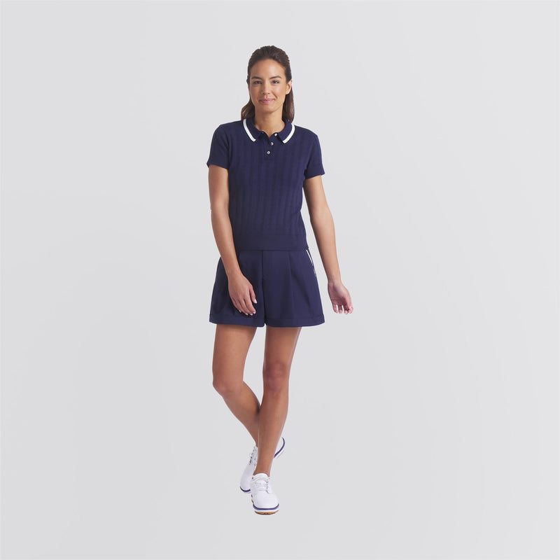x AP Womens Pointelle Polo Deep Navy