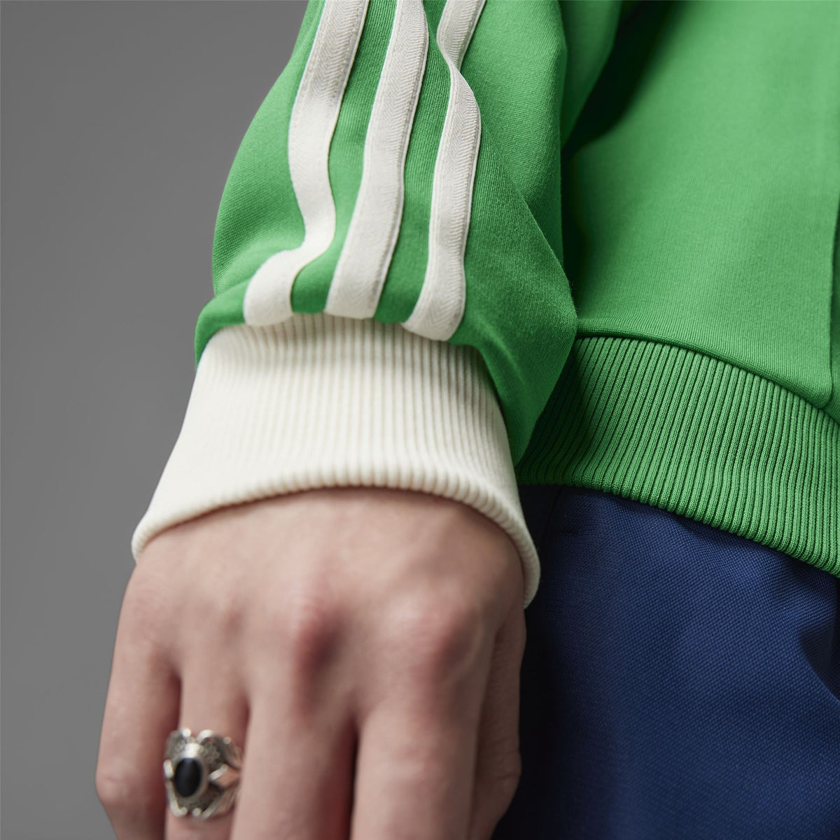 Three Stripes Quarter Zip Green