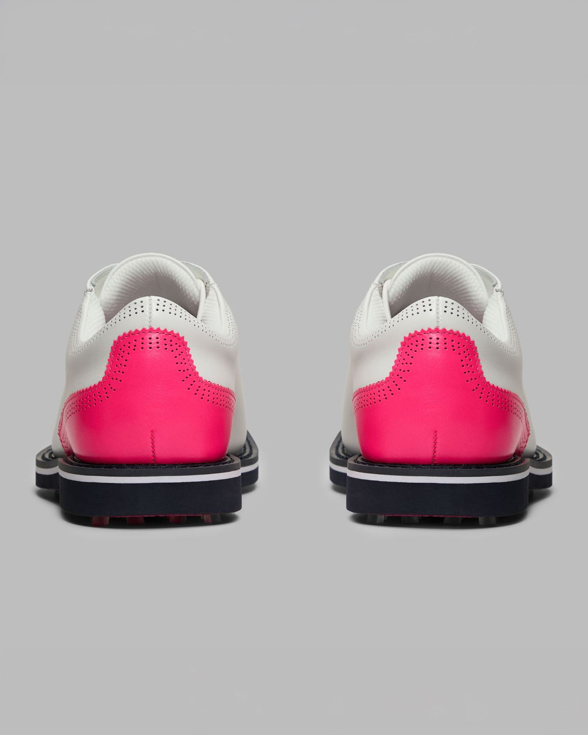 GALLIVANTER Leather Brogue Golf Shoes Snow/Knockout Pink