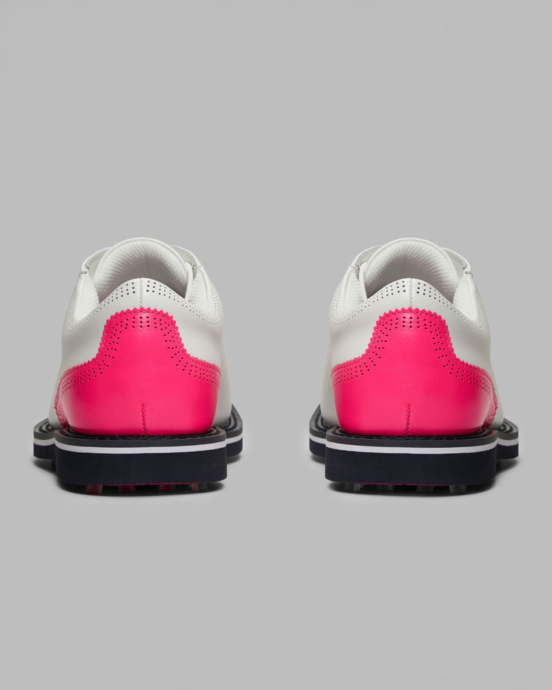 GALLIVANTER Leather Brogue Golf Shoes Snow/Knockout Pink