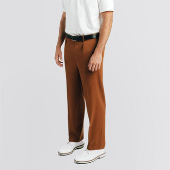 Students Golf Men's Heritage Pleated Slack Pants 9241027- Brown 36