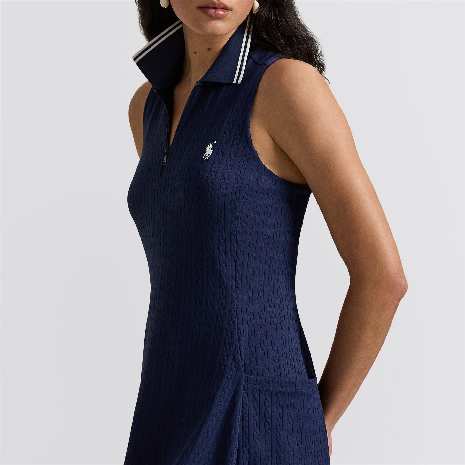 Ralph Lauren RLX Stretch Jacquard SL Polo Dress Refined Navy/Ceramic White 