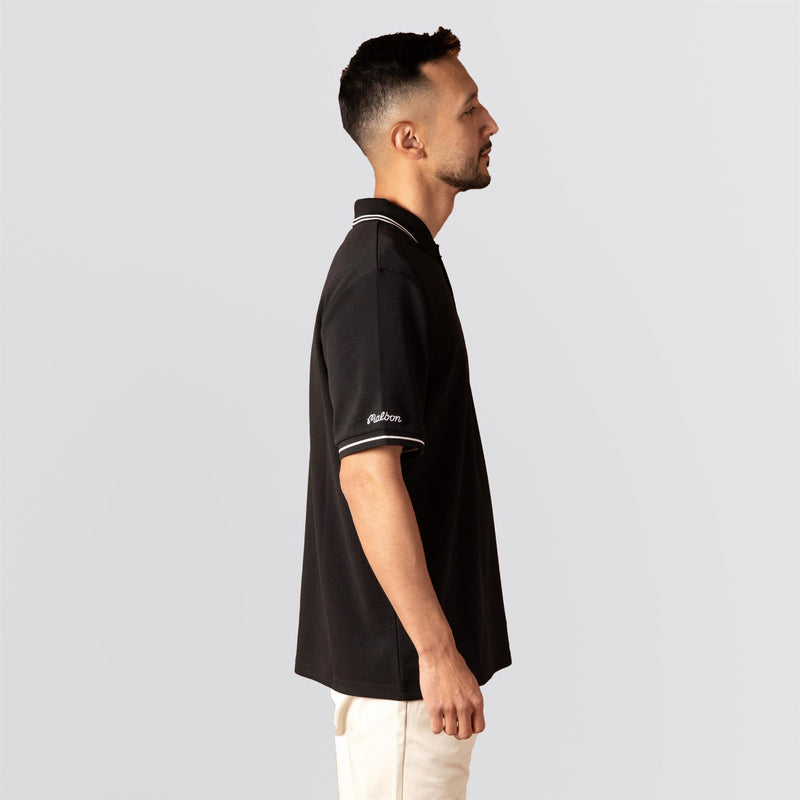 Fairway Applique Pique Polo Black