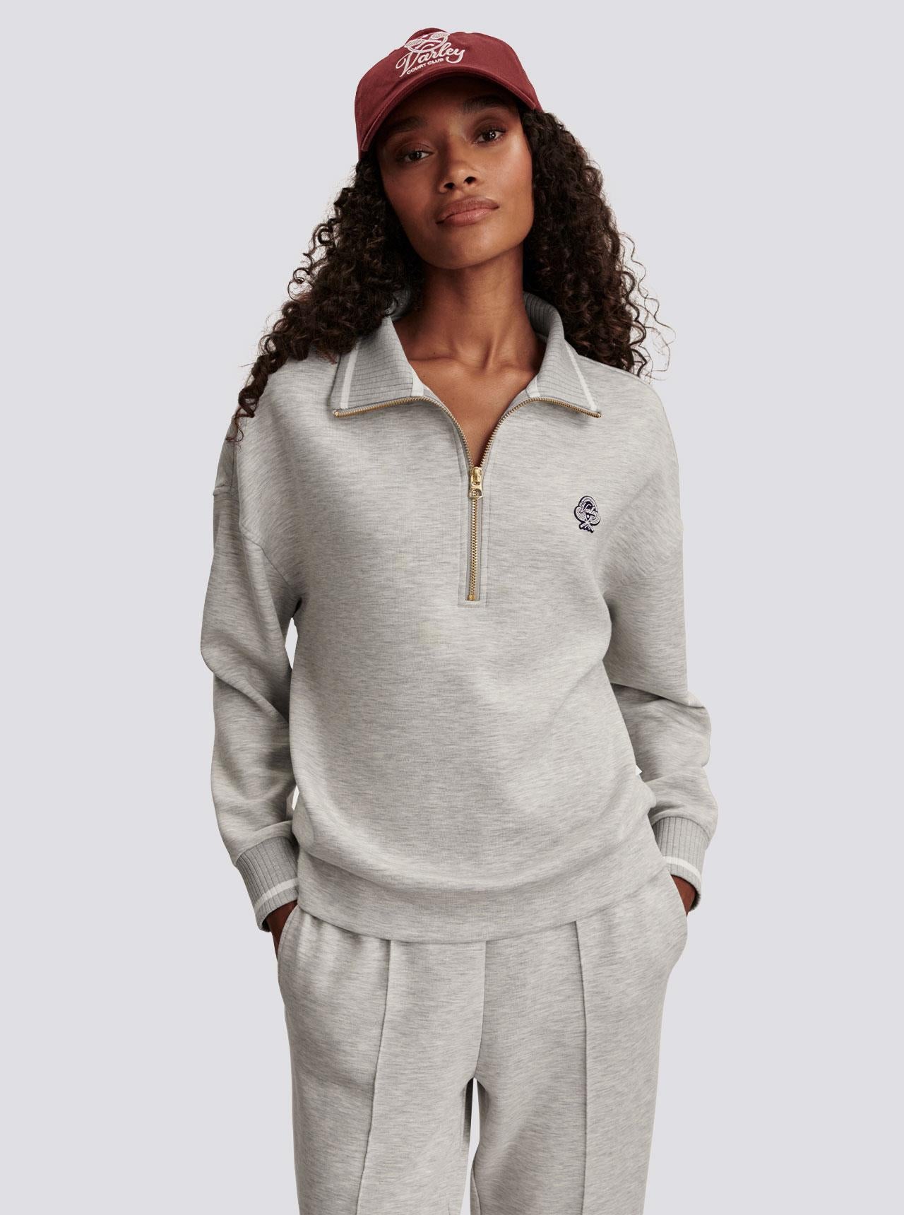 Womens Bertie Half Zip Sweat Light Grey Marl