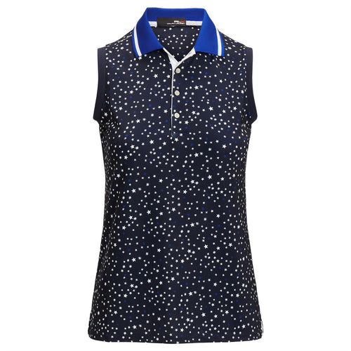 Womens Sl Prnt Polo-Sleeveless-Polo Shirt French Navy Summer Night Stars - SU23