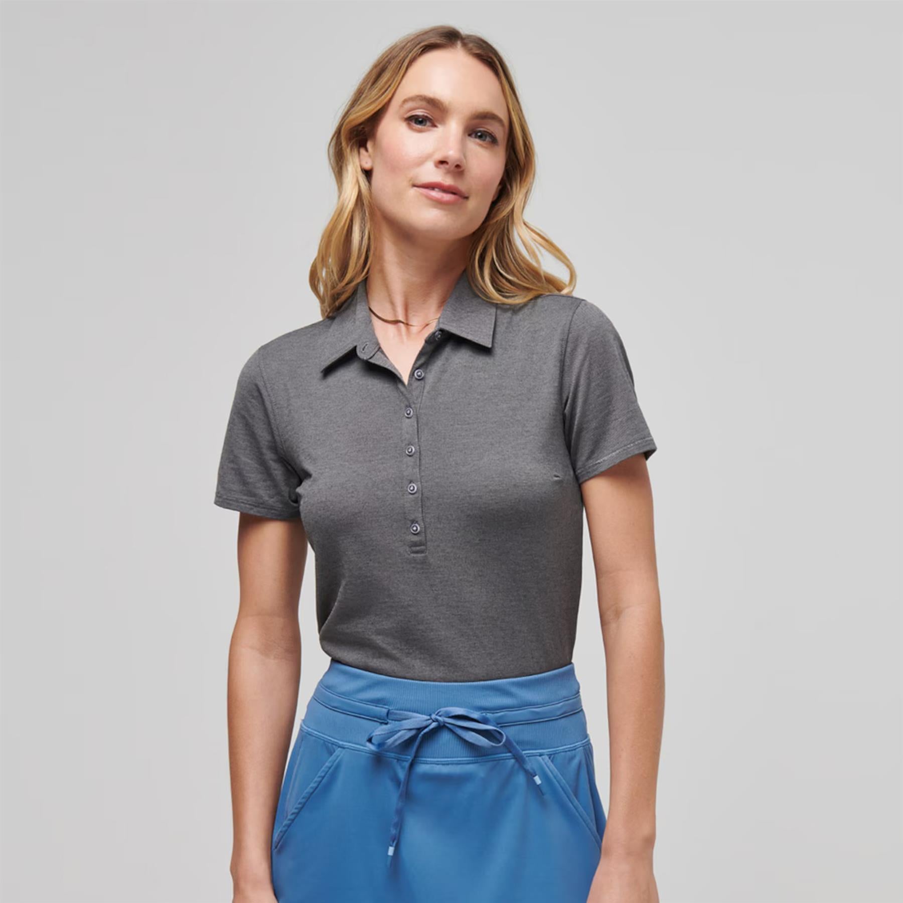 Womens Featherweight Active Polo Heather Black