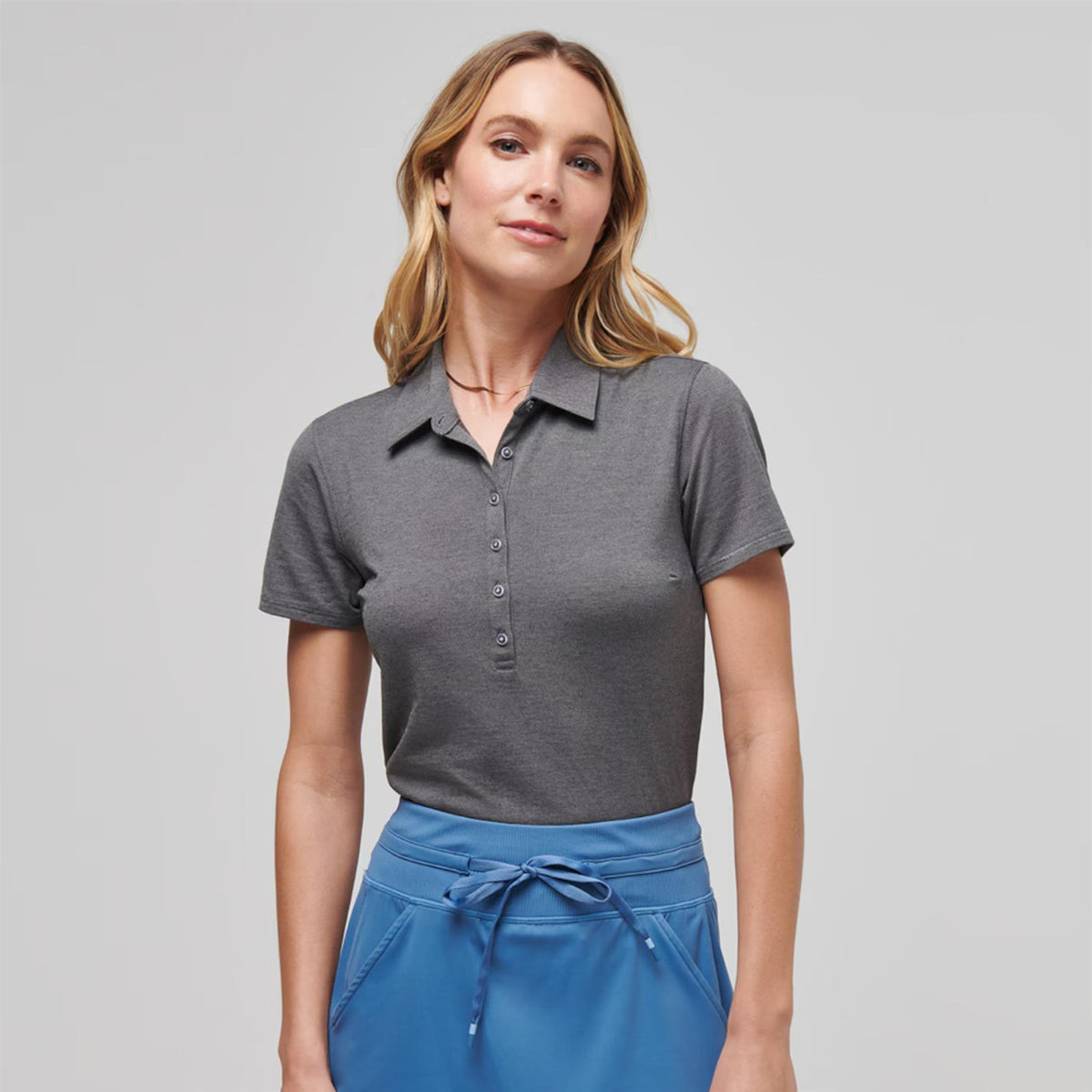 Womens Featherweight Active Polo Heather Black