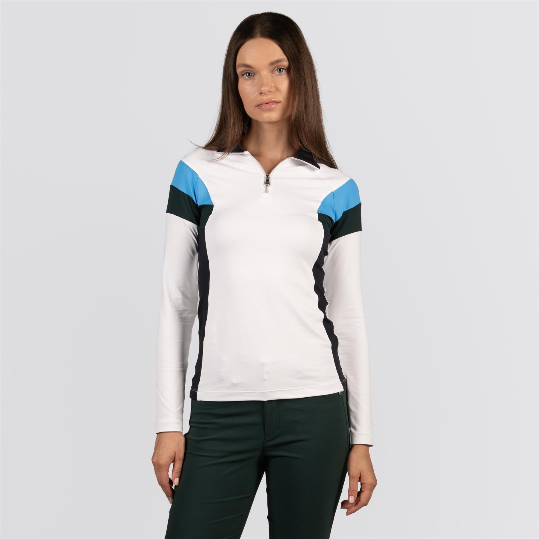 Womens Nathalie Striped Quarter Zip Mid Layer White