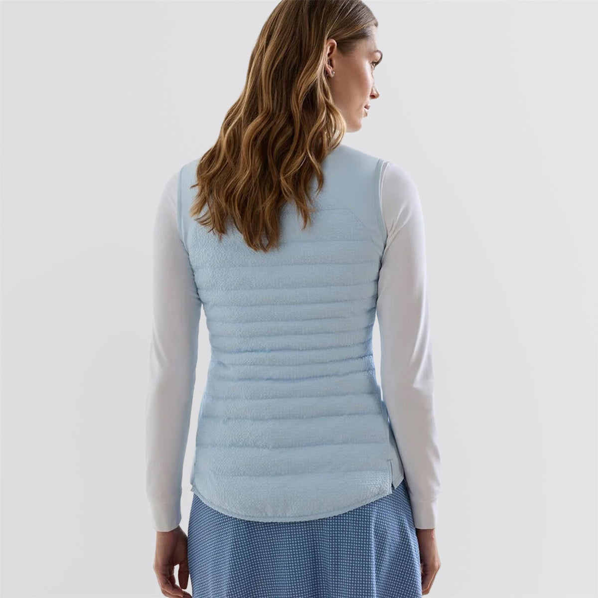 Womens Fuse Seersucker Hybrid Vest Blue Brisk