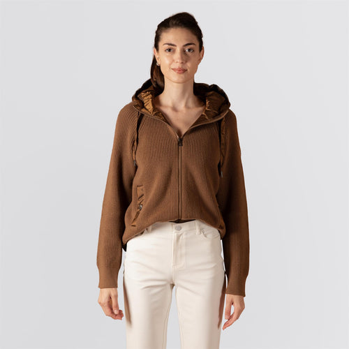 Womens Pamy Hybrid Knit Jacket Brown