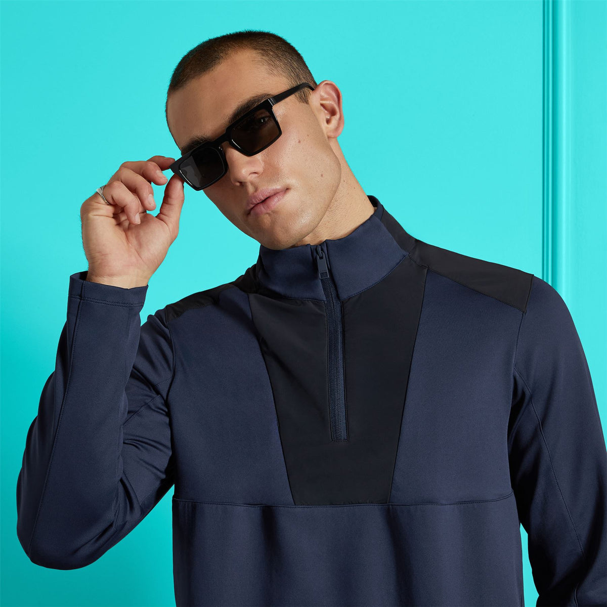 Double Knit Brushed Back Scuba Quarter Zip Twilight