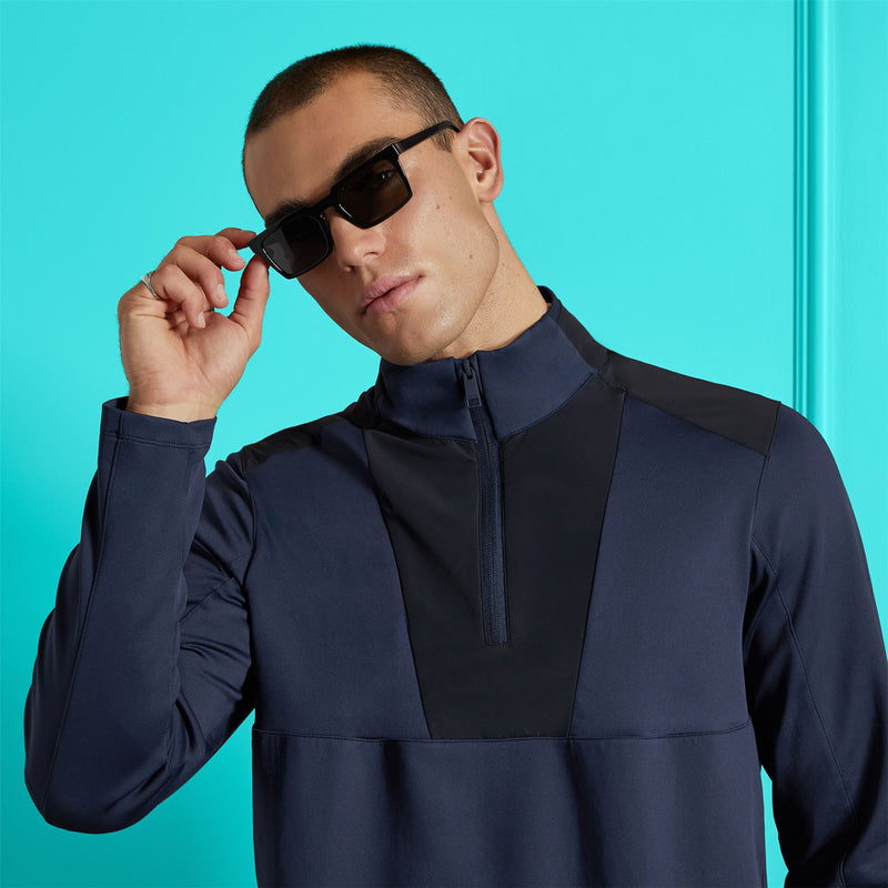 Double Knit Brushed Back Scuba Quarter Zip Twilight