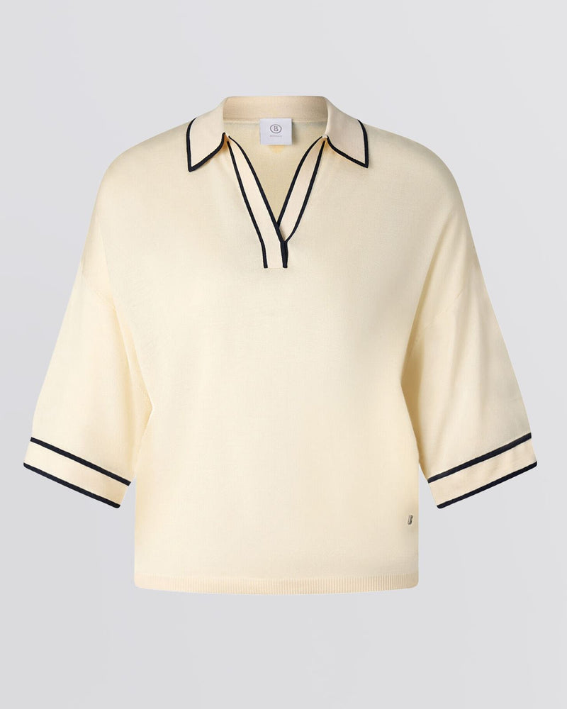 Womens Paris Knit Polo Shirt Eggshell