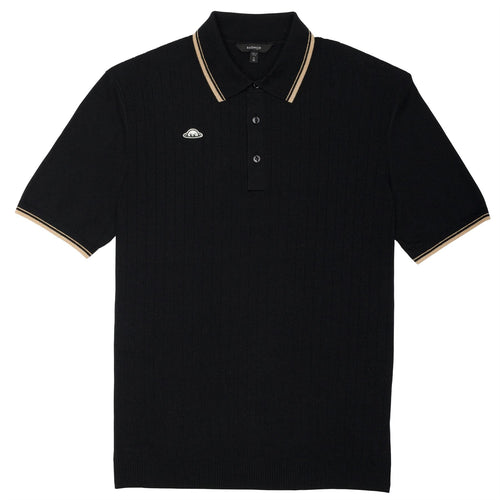 Union Recycled Rib Stripe Polo Black - SU24