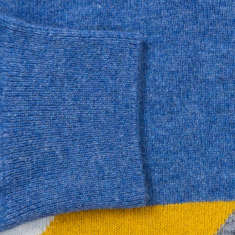 Geometric George Intarsia Knit Denim