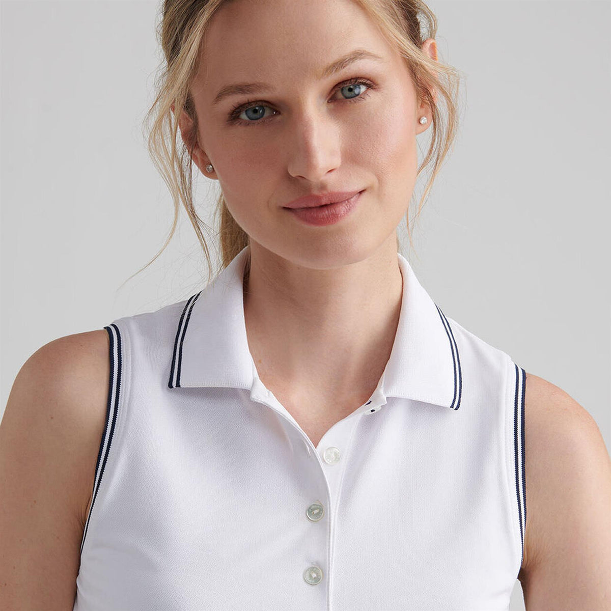 Womens Canterbury Tipped Sport Mesh SL Polo White/Navy