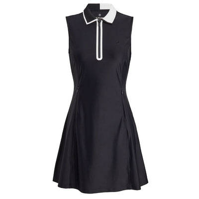 Womens Contrast Collar Tech Nylon Quarter Zip Dress Onyx - SS24