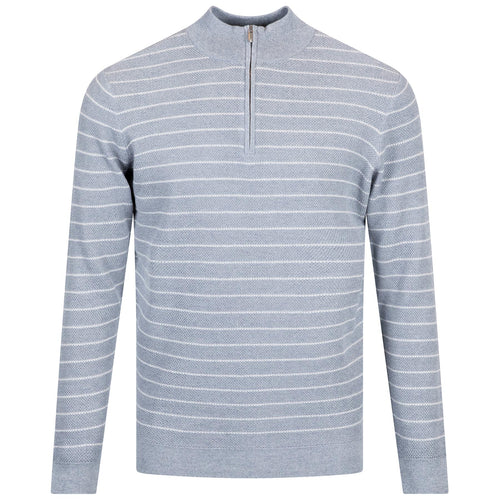 South Bend Striped Quarter Zip Sweater Morning Blue - SS25