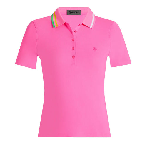 Contrast Collar Ribbed Tech Nylon Polo Knockout Pink