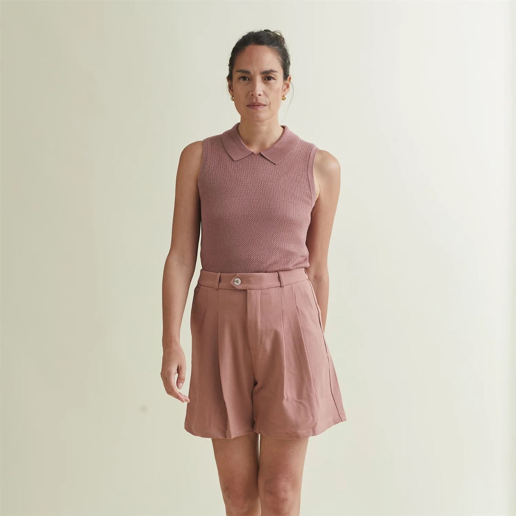 Womens Crochet Sleeveless Top Mauve