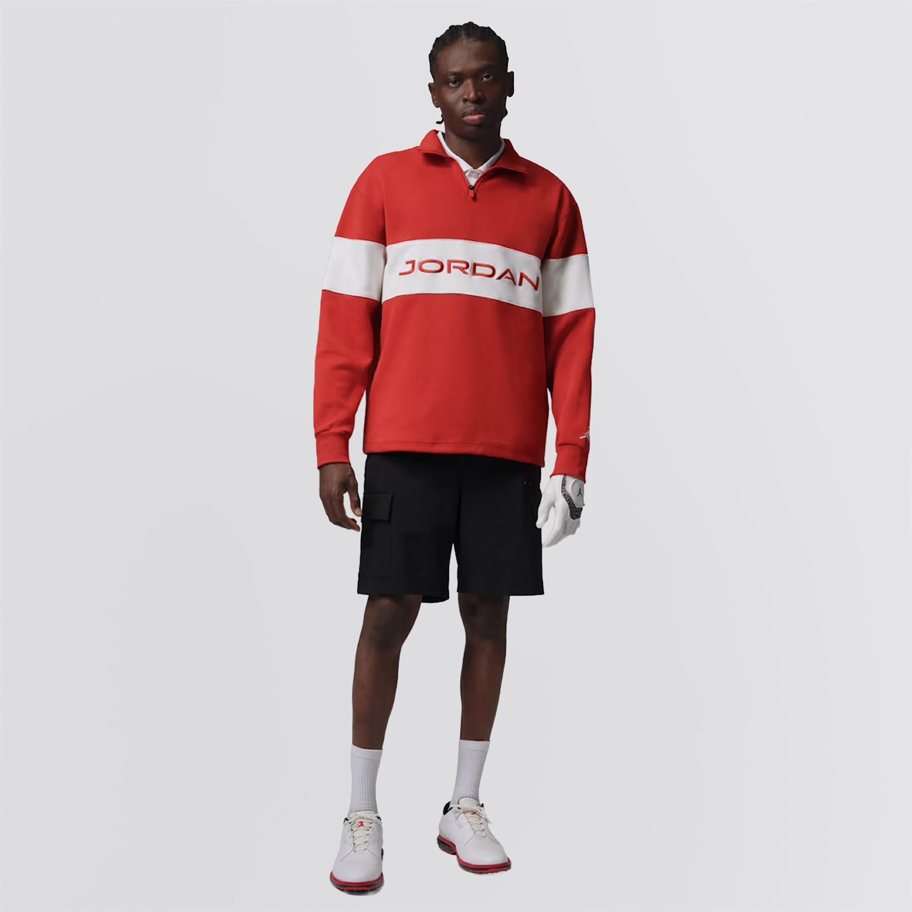 Jordan Golf Dri-FIT Half Zip Mid Layer Mystic Red/Sail