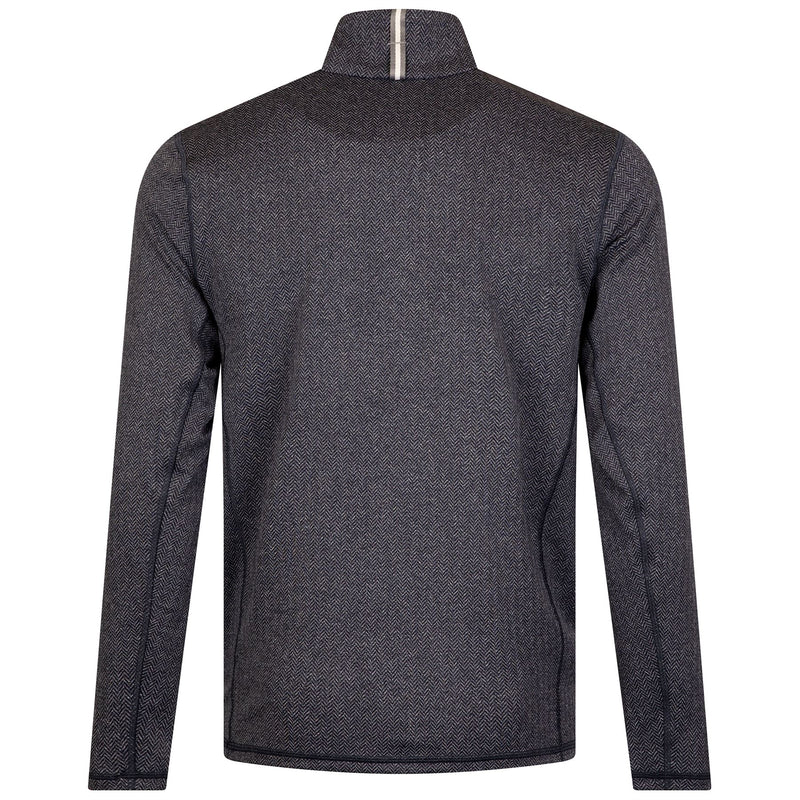 Palmer Performance Quarter Zip Mid Layer Navy Herringbone